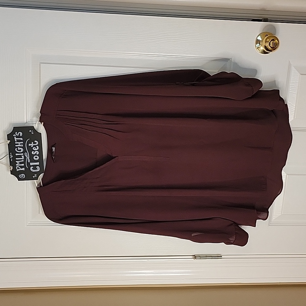 Simply Vera Vera Wang Blouse XL Magenta Dark Purple Red Long Sleeve
